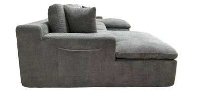 Light Gray 4 Seat Polyester Blend Sectional Sofa with Instant Comfort for Living Room