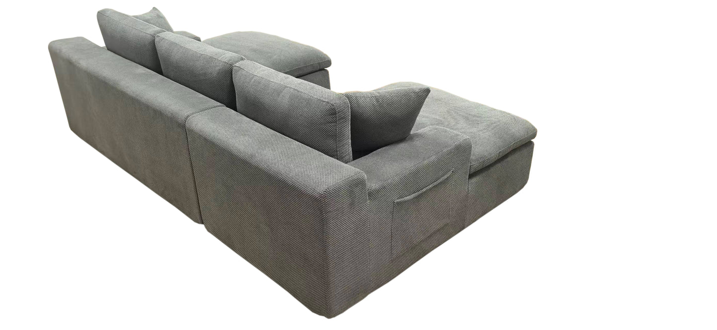 Light Gray 4 Seat Polyester Blend Sectional Sofa with Instant Comfort for Living Room
