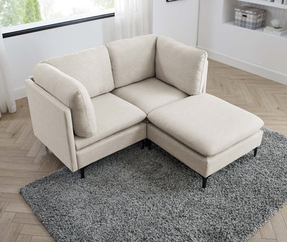 Linen Upholstered Modular Sectional with Metal Legs