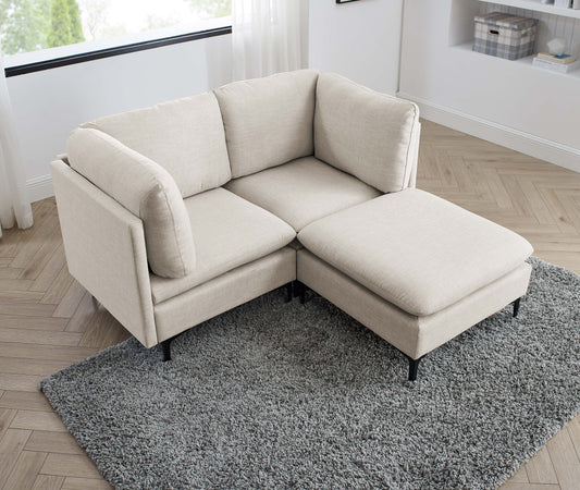 Linen Upholstered Modular Sectional with Metal Legs
