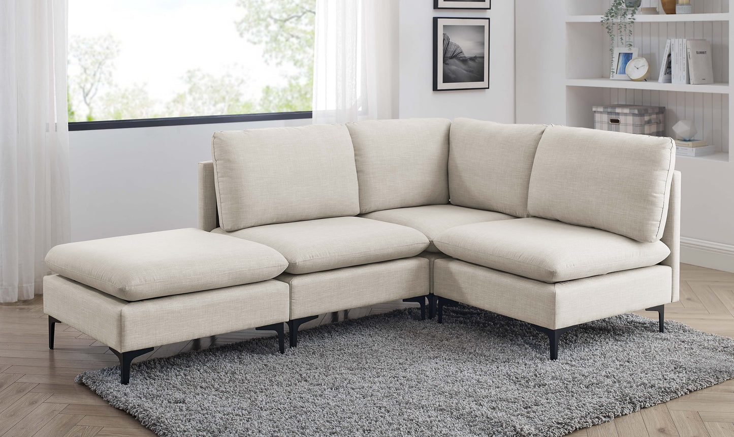 Linen Upholstered Modular Sectional with Metal Legs