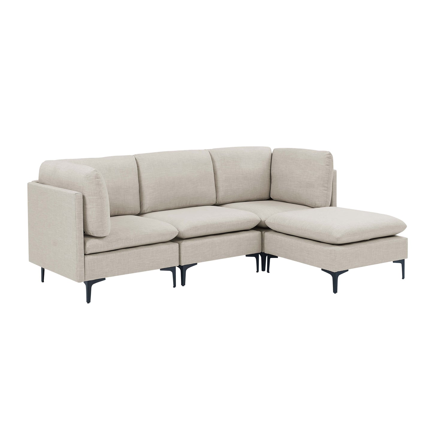 Linen Modular Sectional - 4 Seats Almond for Living Room