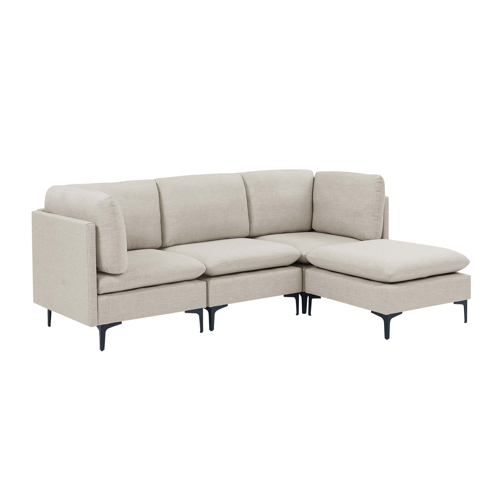 Linen Modular Sectional - 4 Seats Almond for Living Room