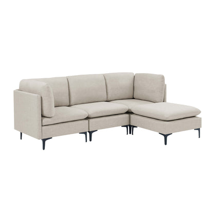 Linen Modular Sectional - 4 Seats Almond for Living Room