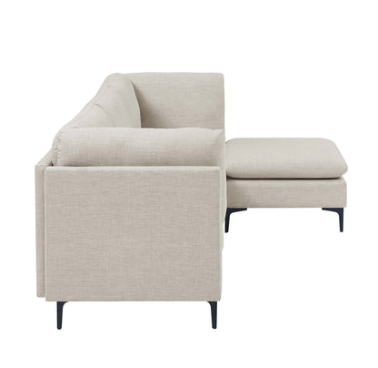 Linen Modular Sectional - 4 Seats Almond for Living Room