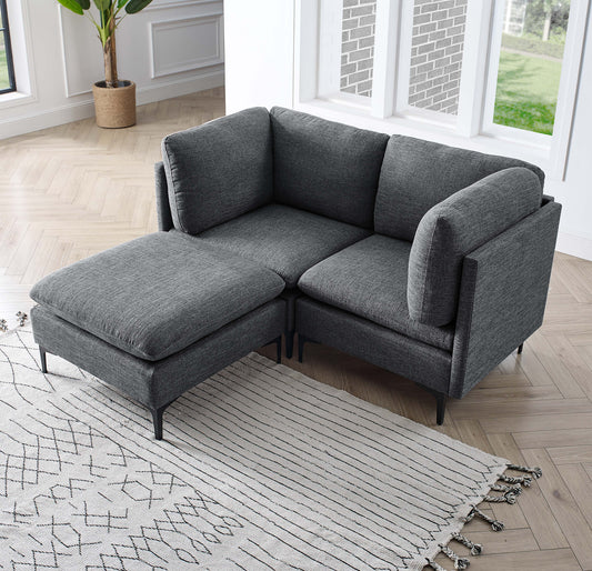 Linen Upholstered Modular Sectional with Metal Legs