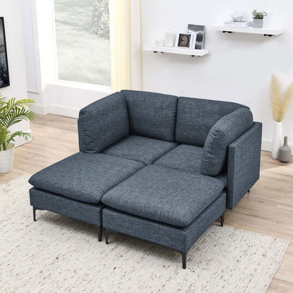 Linen Upholstered Modular Sectional with Metal Legs