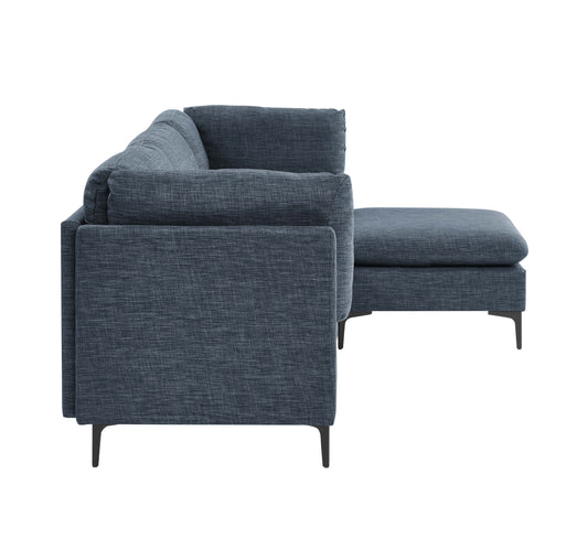 Dark Blue Linen 4 Seat Sectional Sofa