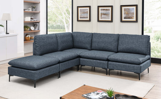 Linen Upholstered Modular Sectional with Metal Legs