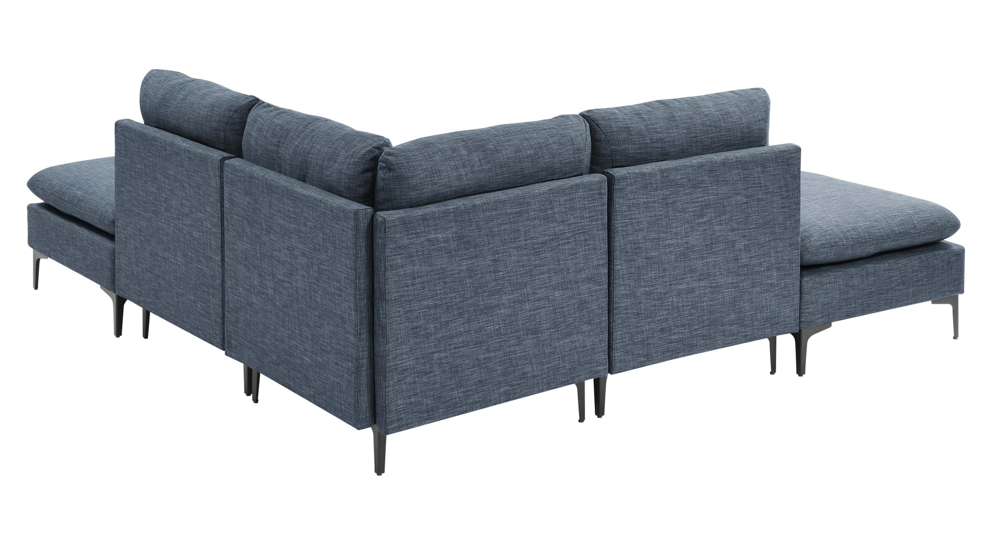 Dark Blue Linen 5 Seat Sectional Sofa for Living Room