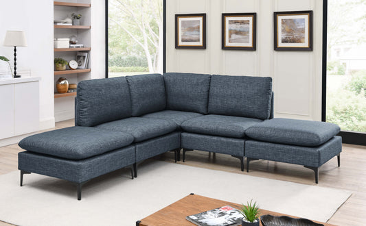 Linen Upholstered Modular Sectional with Metal Legs