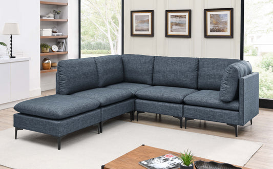 Linen Upholstered Modular Sectional with Metal Legs