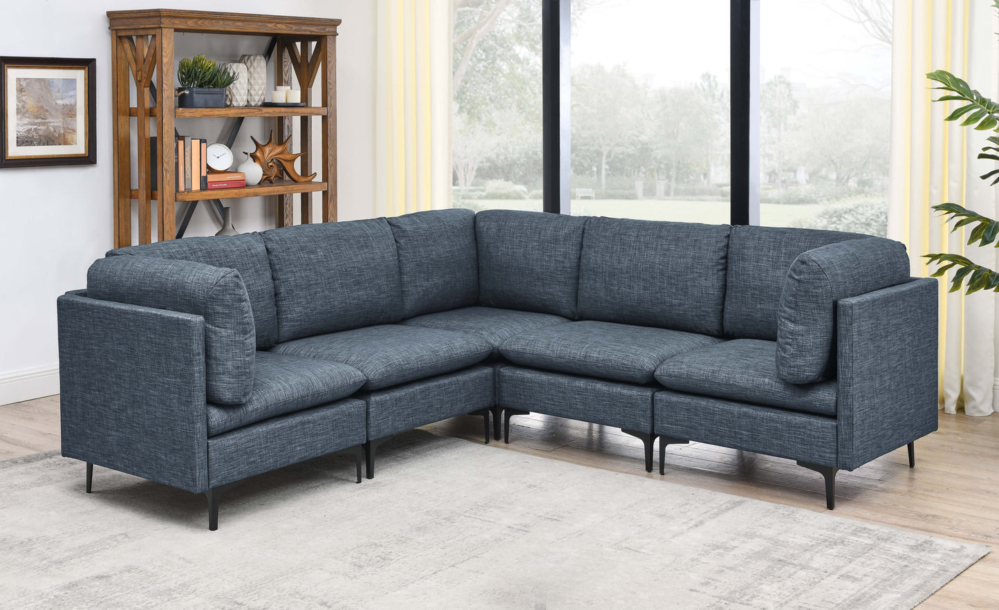 Linen Upholstered Modular Sectional with Metal Legs
