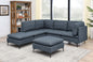 Linen Upholstered Modular Sectional with Metal Legs