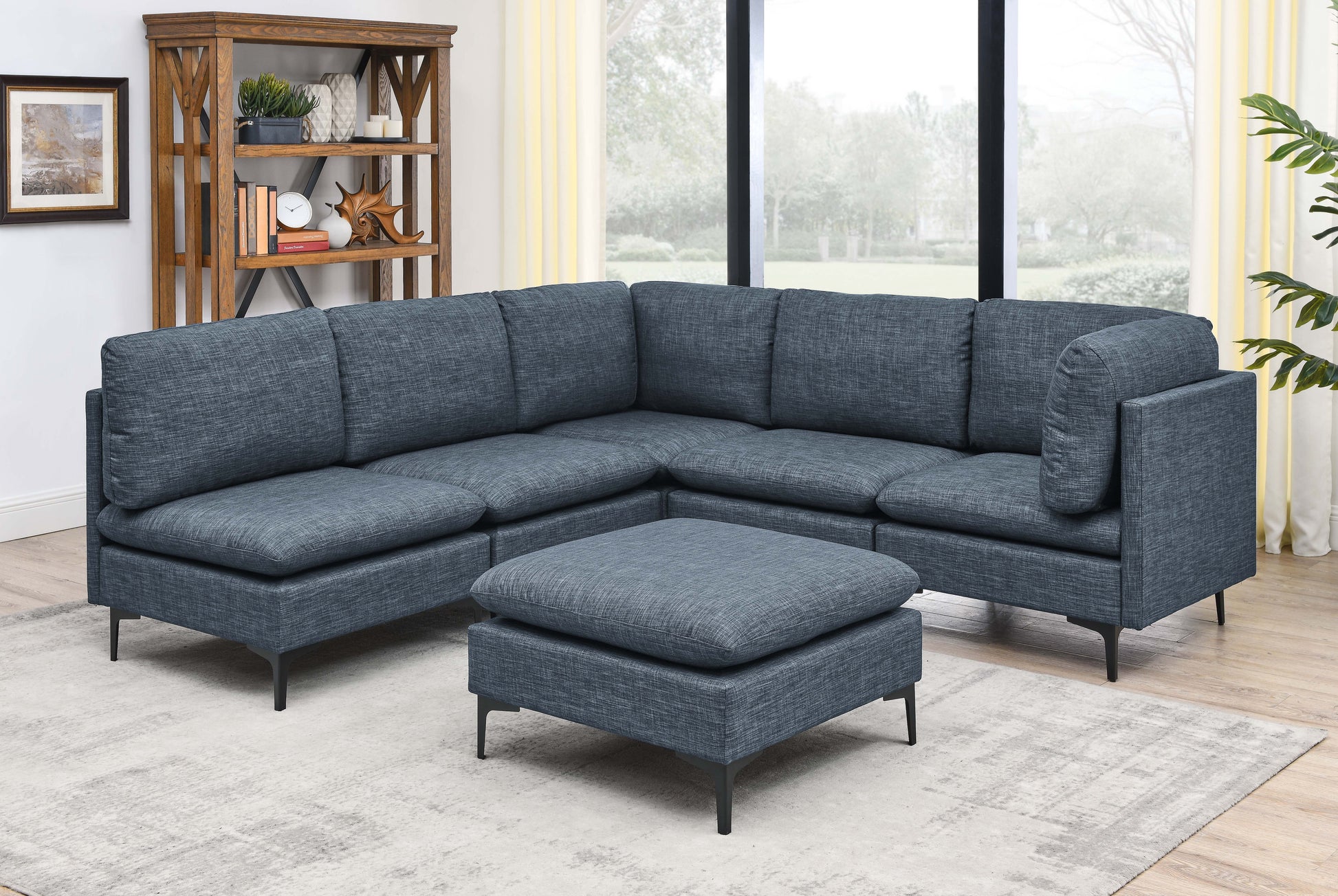 Linen Upholstered Modular Sectional with Metal Legs