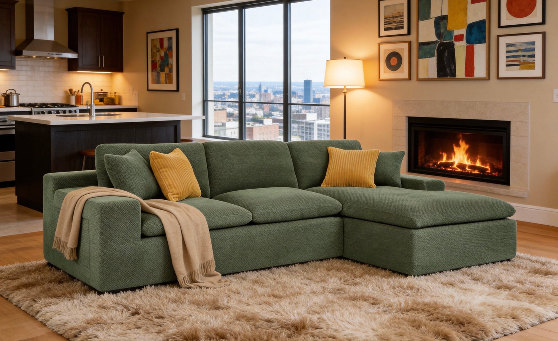 Coffee-Bean Like Upholstered Full Compressed Sectional