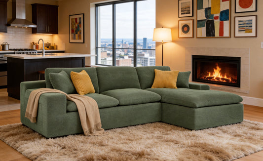 Coffee-Bean Like Upholstered Full Compressed Sectional