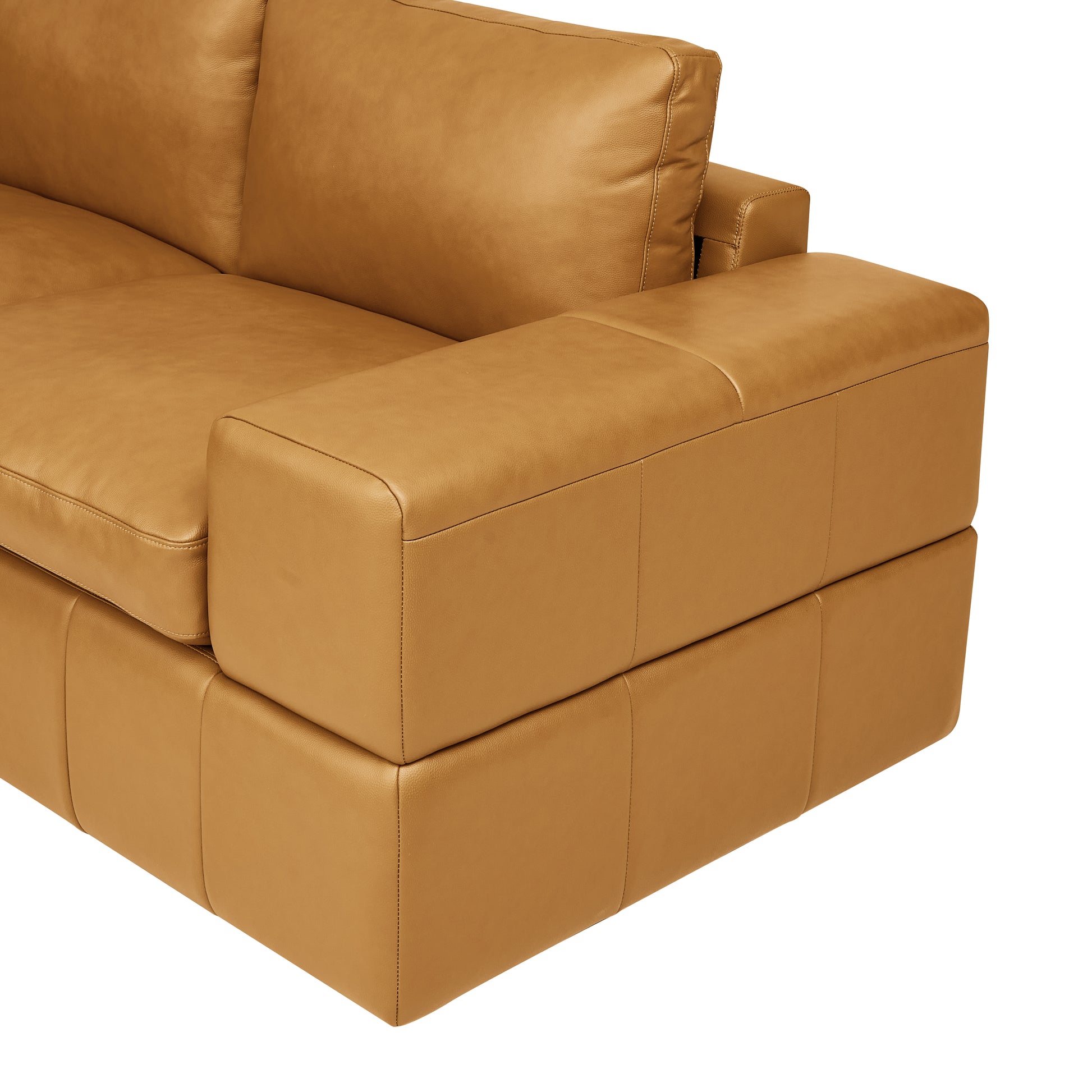 7 Seat Ginger Leather Sectional Sofa
