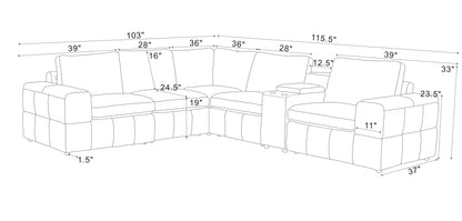 Large Arm Leather Sectional - Ginger Comfort