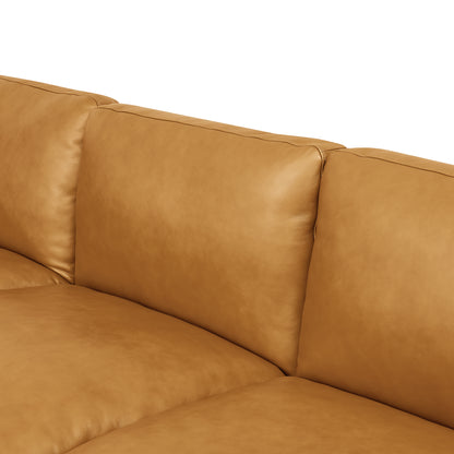 6 Seat Ginger Leather Sectional Sofa for Living Room