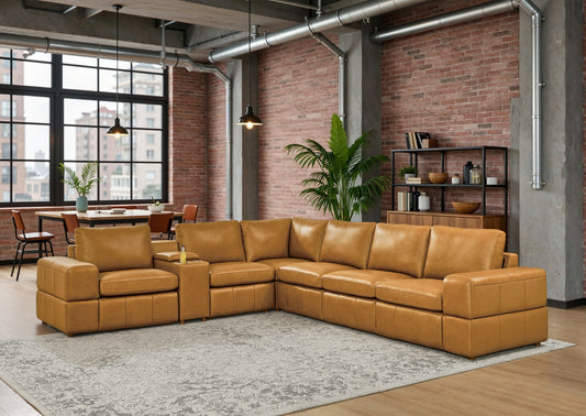Large Arm Leather Match Upholstery Modular Sectional