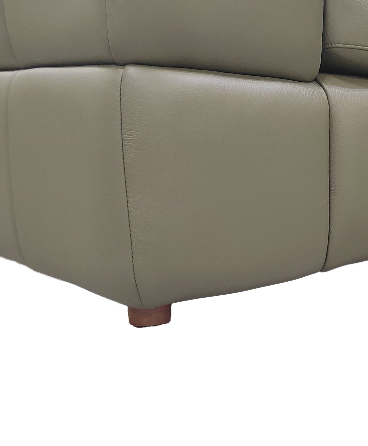 Olive Green Leather 5 Seat Sectional Sofa with Square Arms for Living Room