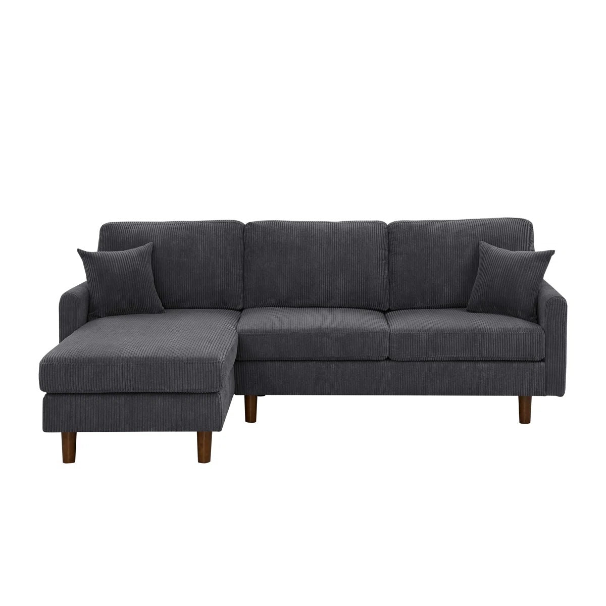 Dark Gray Corduroy Sectional - 3 Seat Comfort