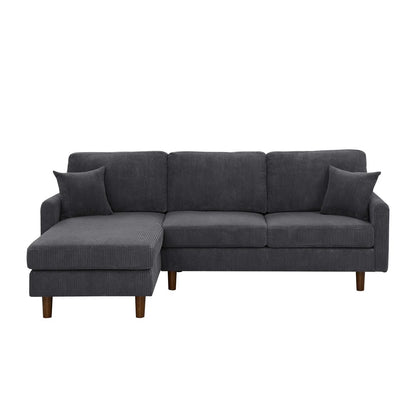Dark Gray Corduroy Sectional - 3 Seat Comfort