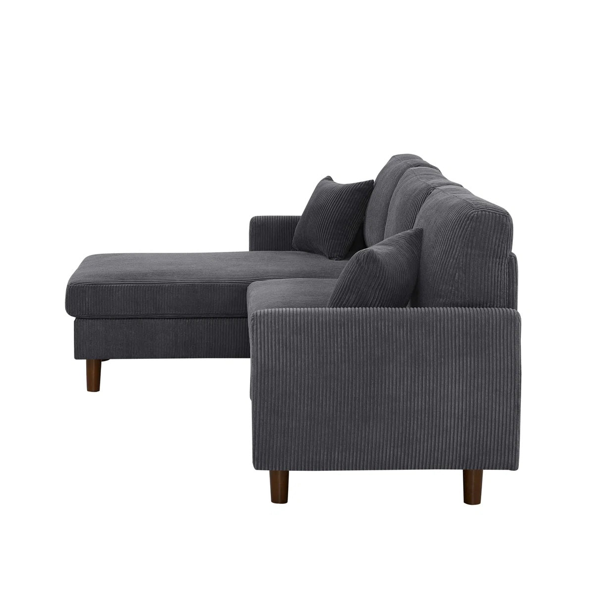 Dark Gray Corduroy Sectional - 3 Seat Comfort