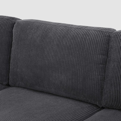 Dark Gray Corduroy Sectional - 3 Seat Comfort