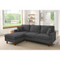 Corduroy Upholstered Sectional with Wooden Legs & Toss Pillows
