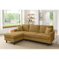 Corduroy Upholstered Sectional with Wooden Legs & Toss Pillows