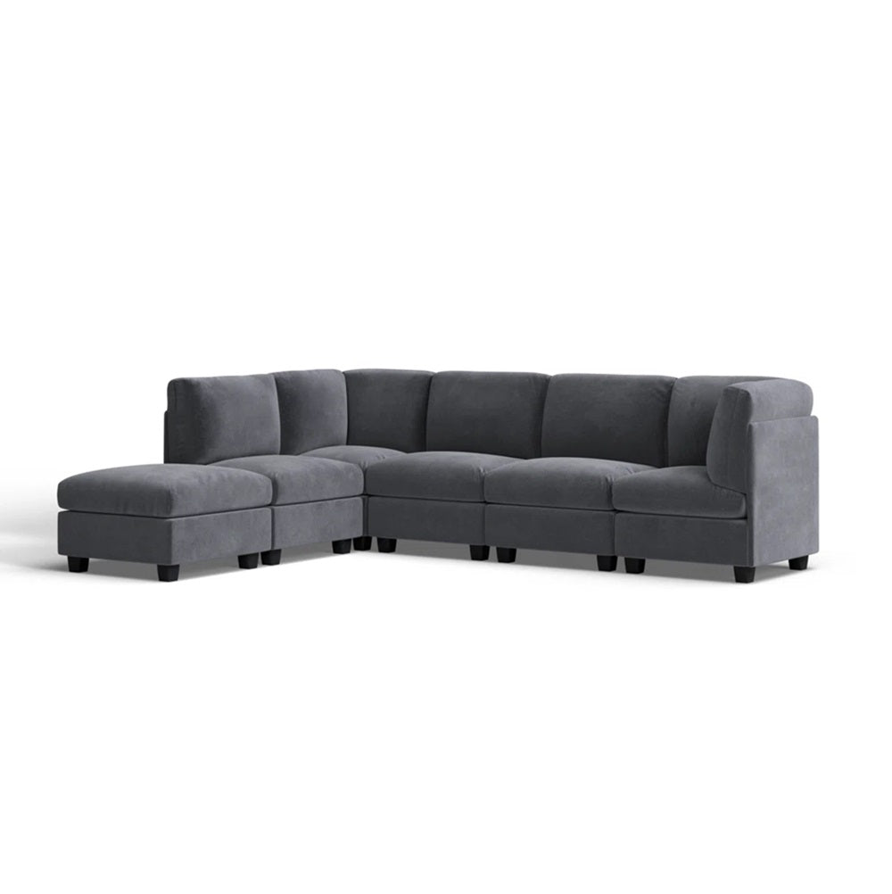Dark Gray 6 Seat Polyester Sectional Sofa - Modular Design for Living Room