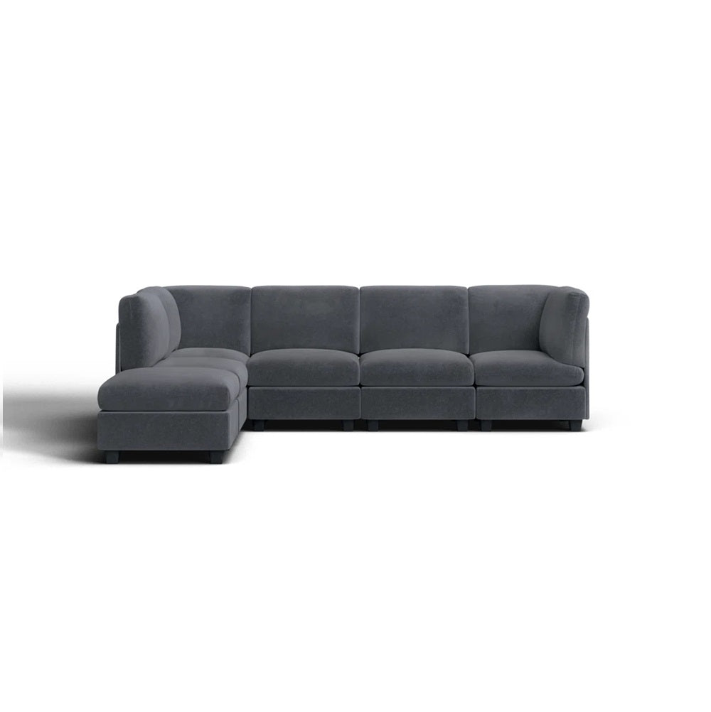 Dark Gray 6 Seat Polyester Sectional Sofa - Modular Design for Living Room