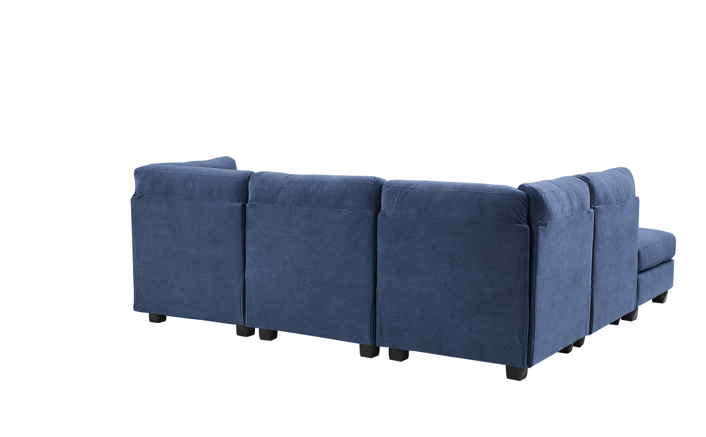 Dark Blue Polyester Modular Sectional - 6 Seat