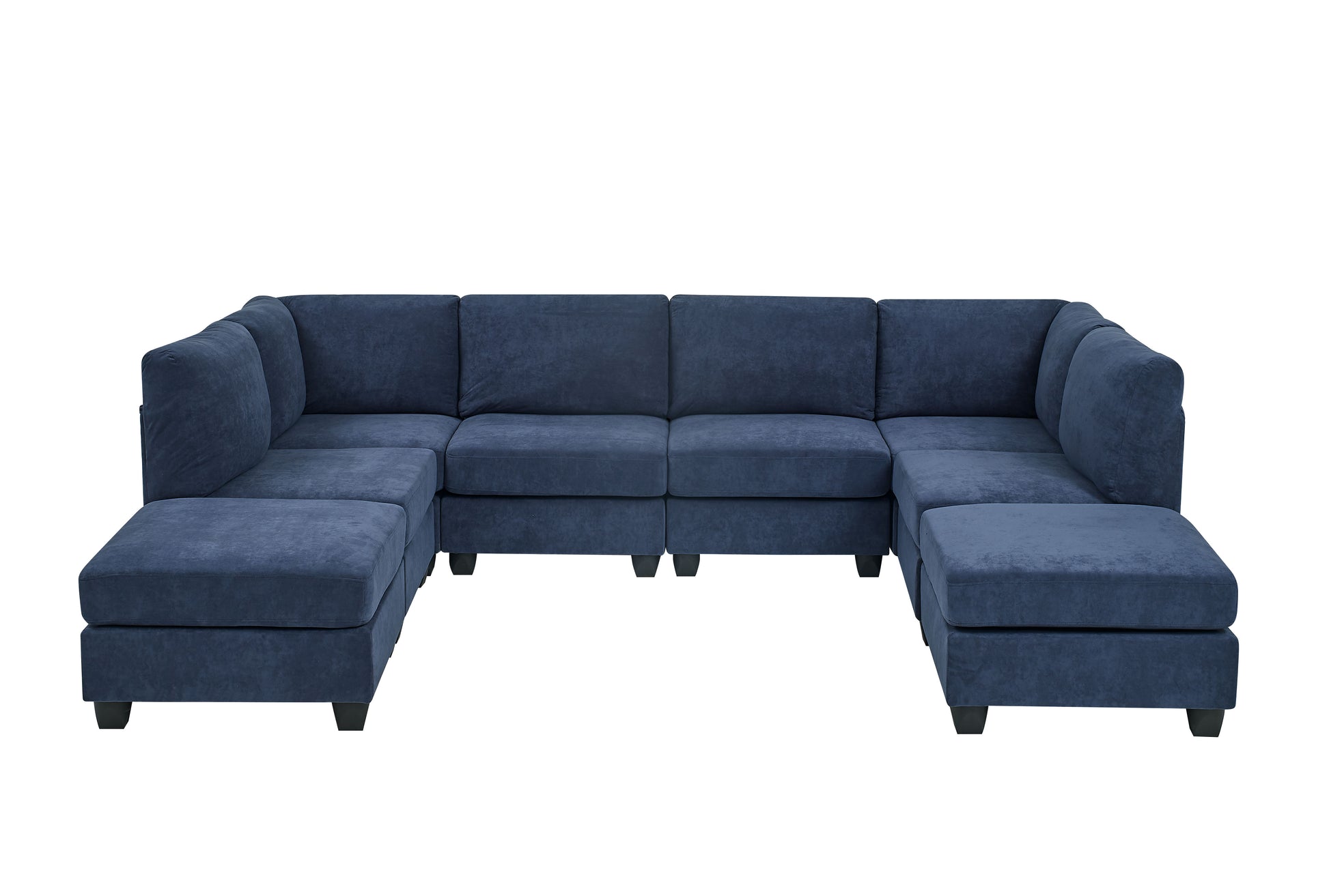Dark Blue Polyester Modular Sectional - 8 Seat