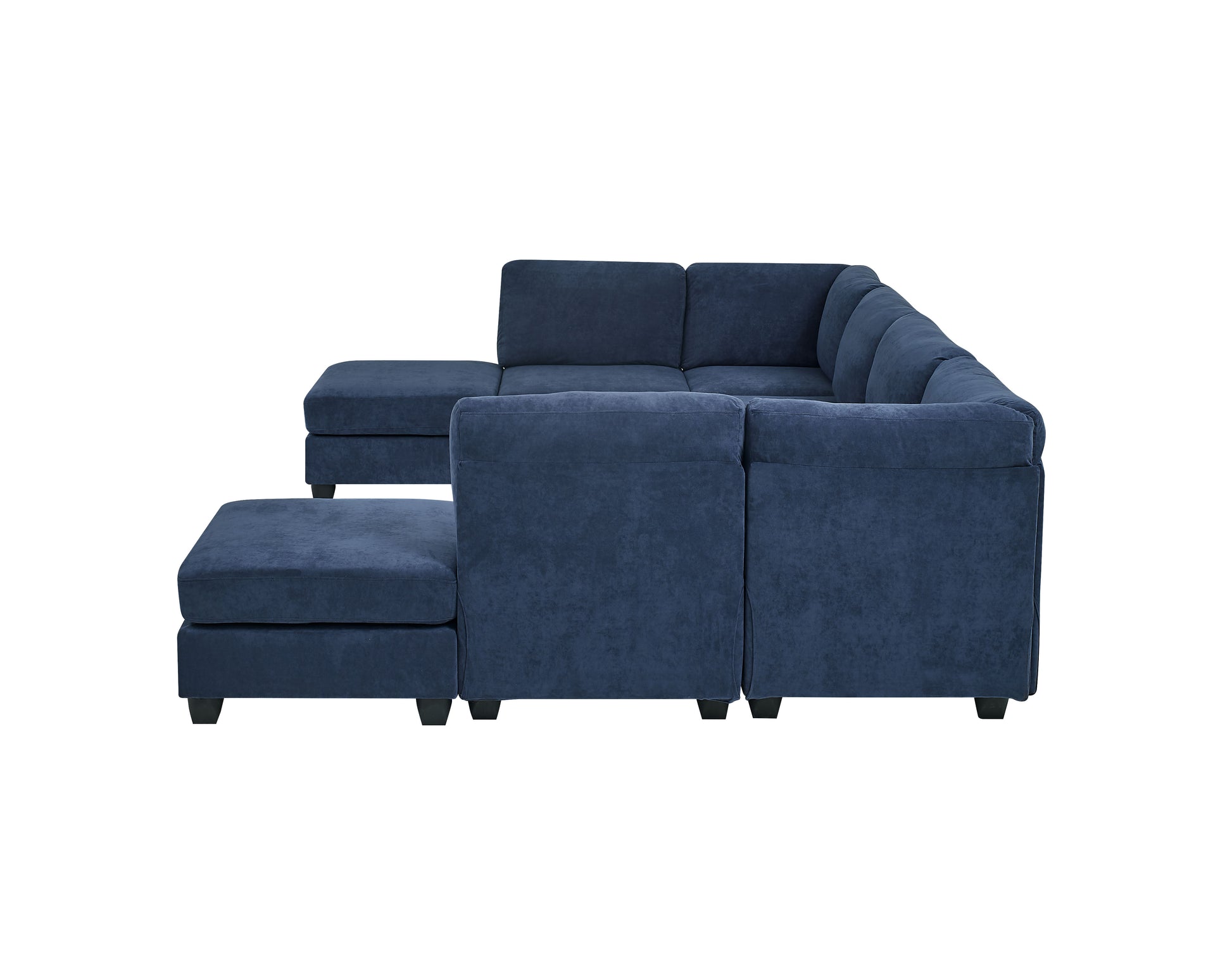 Dark Blue Polyester Modular Sectional - 8 Seat