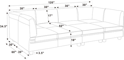 Dark Blue Polyester Modular Sectional - 8 Seat