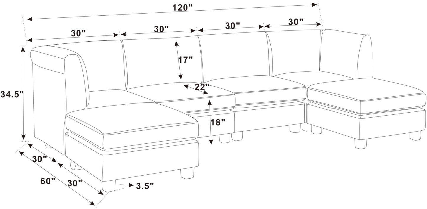 Dark Gray Modular Sectional Sofa - 6 Seat