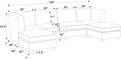 Dark Gray Modular Sectional Sofa - 6 Seat