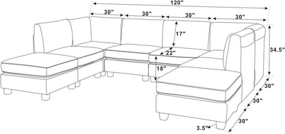 Dark Gray Modular Sectional Sofa - 8 Seat