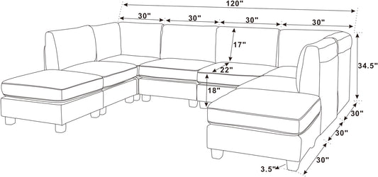 Dark Gray Modular Sectional Sofa - 8 Seat