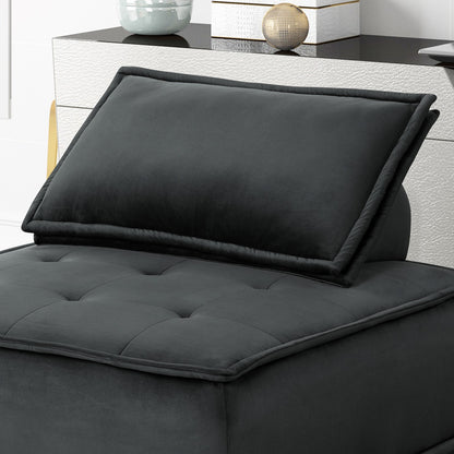 Black Velvet Armless Lounge Chair - 40" Wide