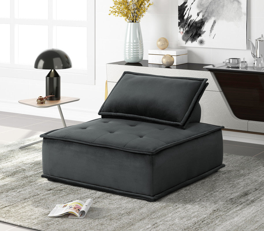 Aveline 40"W Black Velvet Armless Lounge Chair