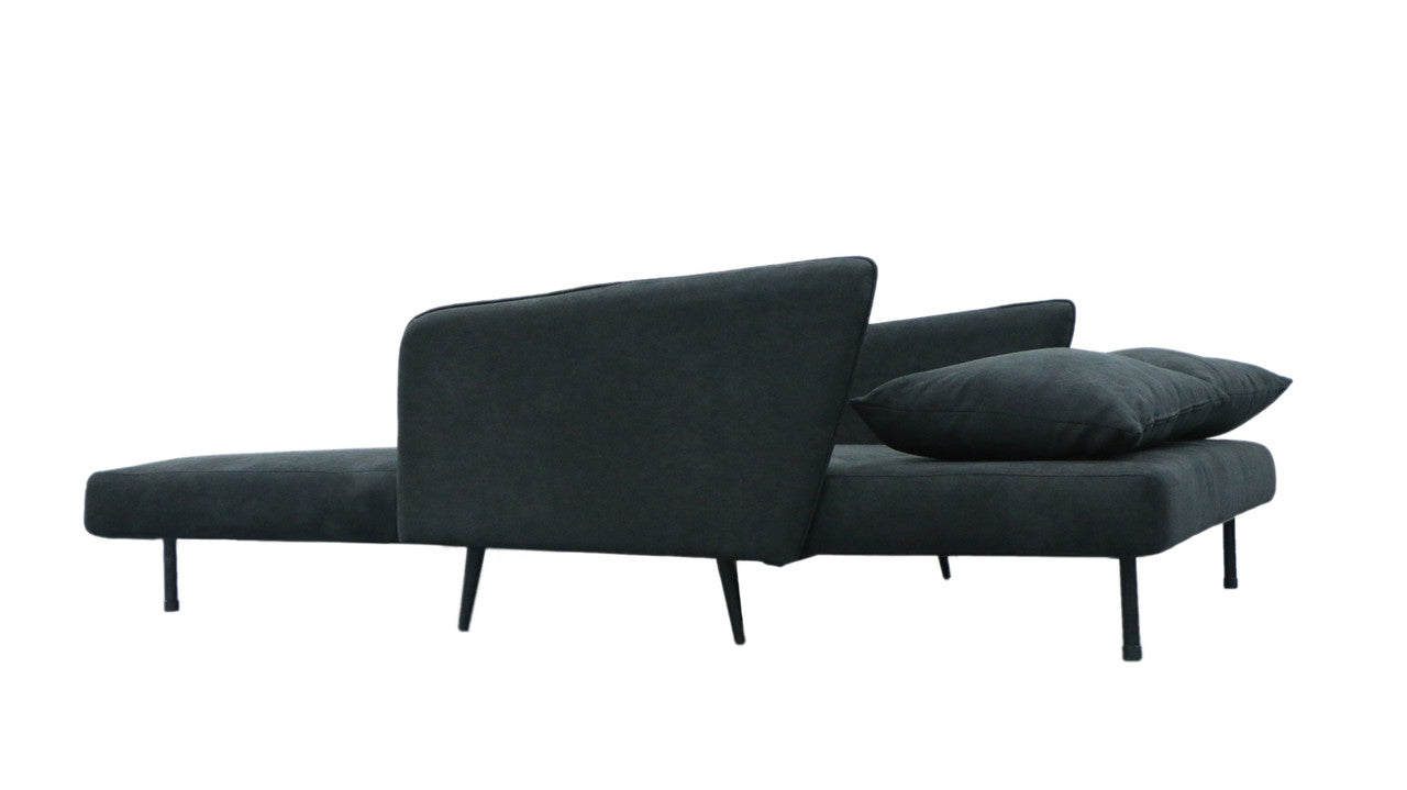 Leandro 61" Black Fabric Convertible Loveseat Sleeper for Living Room