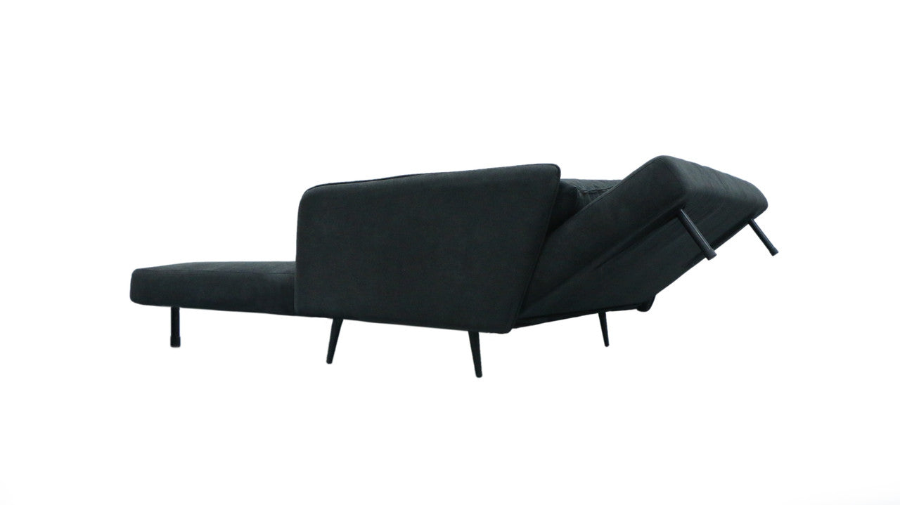 Leandro 61" Black Fabric Convertible Loveseat Sleeper for Living Room