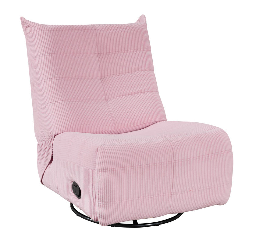 Pink Corduroy Swivel Glider Recliner for Guest Room for Living Room