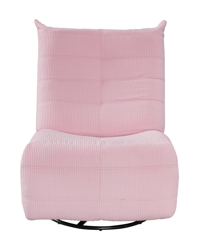 Pink Corduroy Swivel Glider Recliner for Guest Room for Living Room