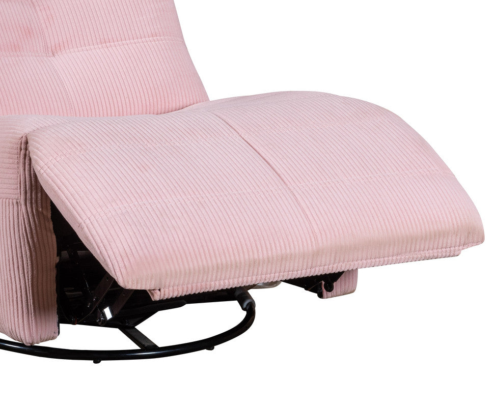 Pink Corduroy Swivel Glider Recliner for Guest Room for Living Room