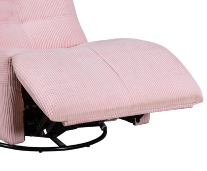 Pink Corduroy Swivel Glider Recliner for Guest Room for Living Room